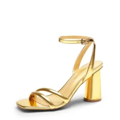 Cylindrical Ankle-Strap Heel Sandals