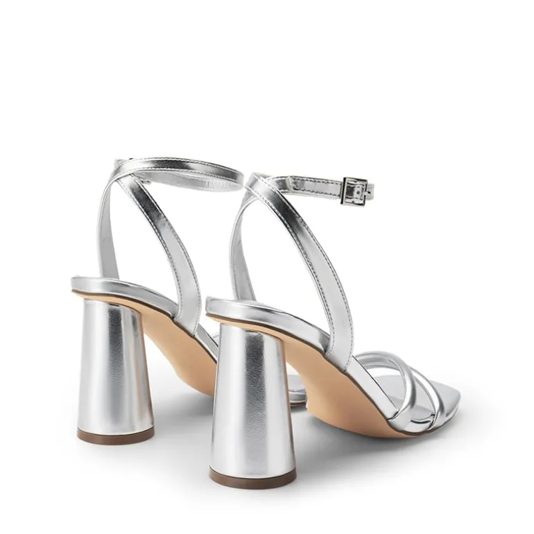 Cylindrical Ankle-Strap Heel Sandals