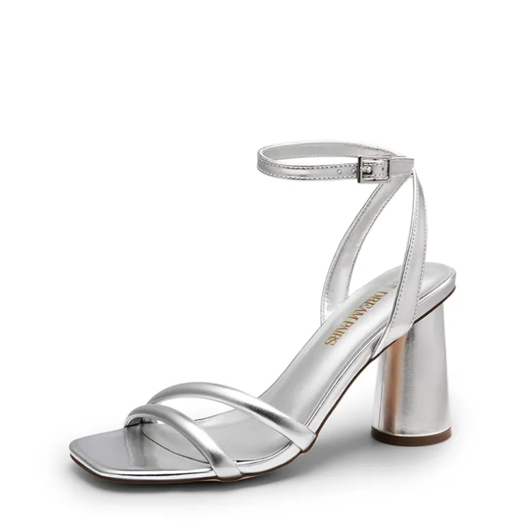 Cylindrical Ankle-Strap Heel Sandals