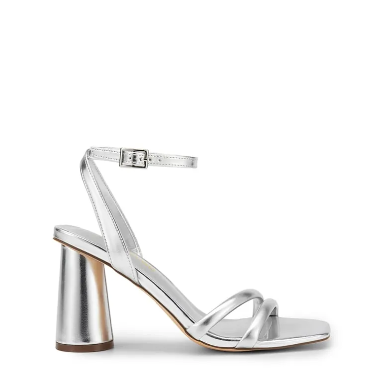 Cylindrical Ankle-Strap Heel Sandals