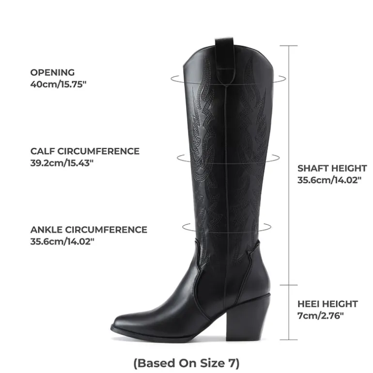 Dallas Embroidered Western Cowboy Knee High Boots