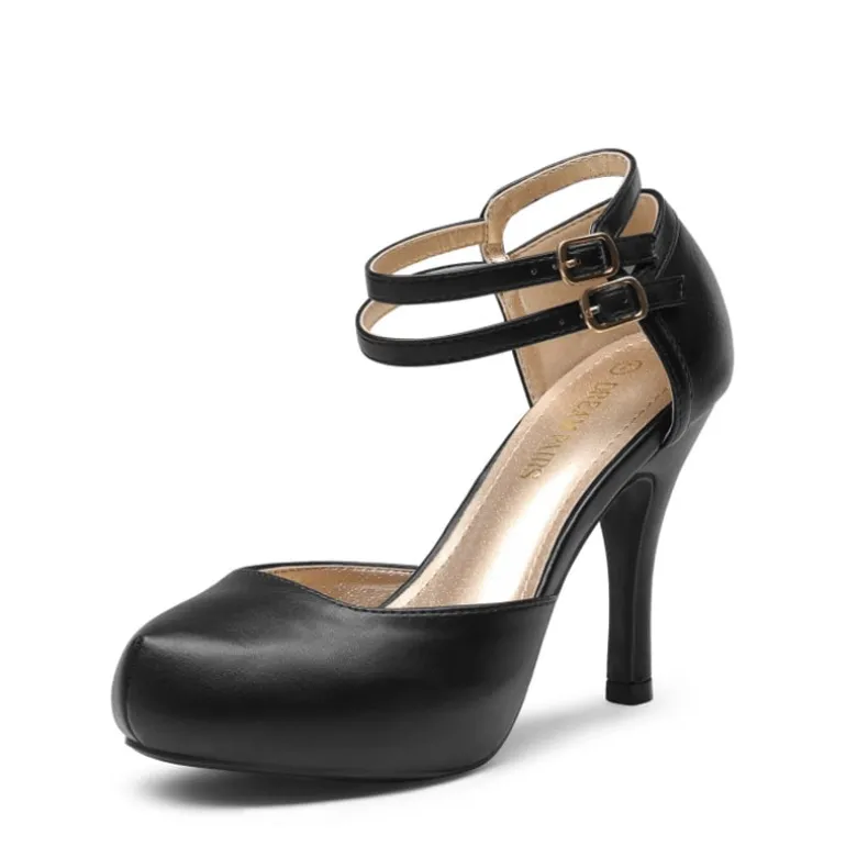 Double Ankle Strap Heel Pumps