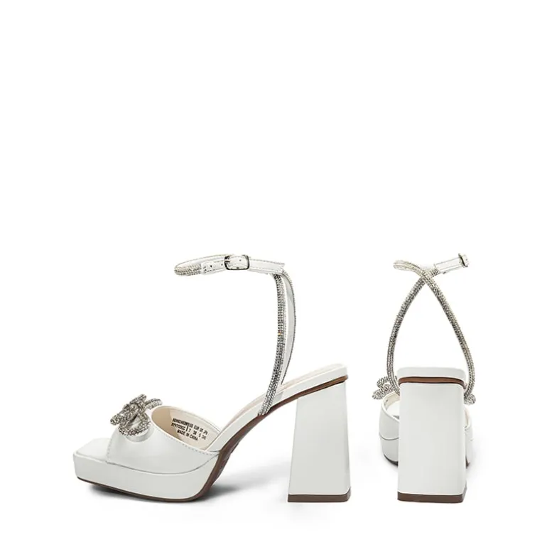 Double Bowknots Rhinestone Chunky Sandals