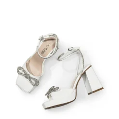 Double Bowknots Rhinestone Chunky Sandals