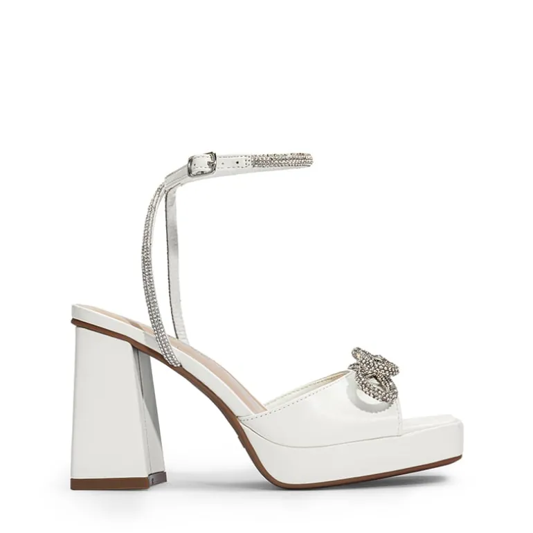Double Bowknots Rhinestone Chunky Sandals