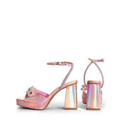 Double Bowknots Rhinestone Chunky Sandals