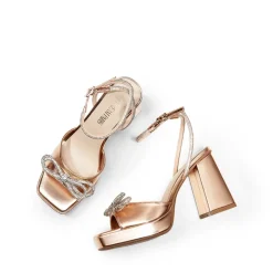 Double Bowknots Rhinestone Chunky Sandals