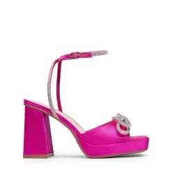 Double Bowknots Rhinestone Chunky Sandals