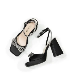Double Bowknots Rhinestone Chunky Sandals