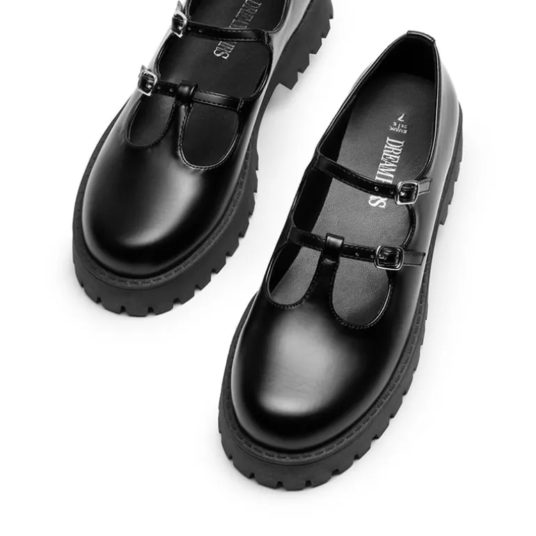 Double-strap Mary Jane Chunky Pumps