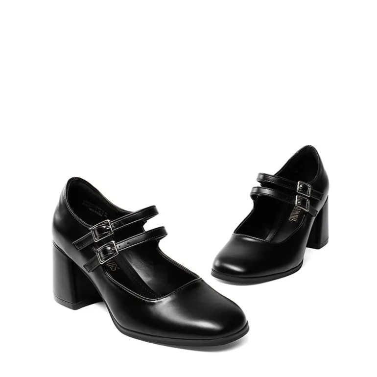Double Straps Mary Janes Chunky Pumps