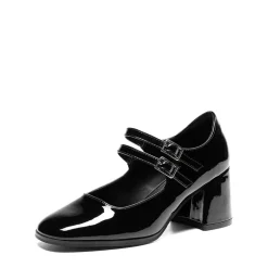 Double Straps Mary Janes Chunky Pumps