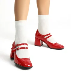 Double Straps Mary Janes Chunky Pumps