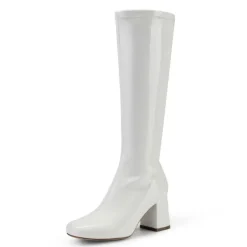 Dreamy Desire Square Toe Chunky Knee High Gogo Boots