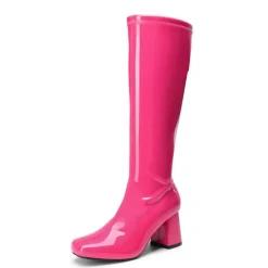 Dreamy Desire Square Toe Chunky Knee High Gogo Boots