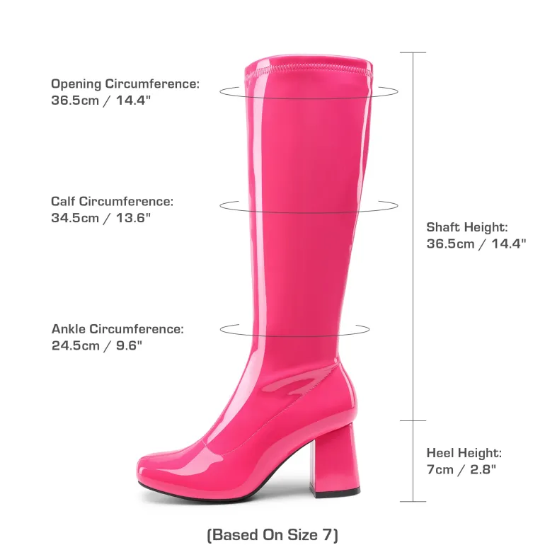 Dreamy Desire Square Toe Chunky Knee High Gogo Boots
