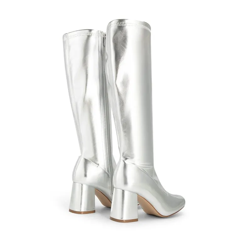 Dreamy Desire Square Toe Chunky Knee High Gogo Boots
