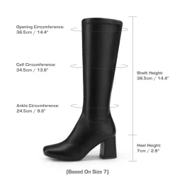 Dreamy Desire Square Toe Chunky Knee High Gogo Boots