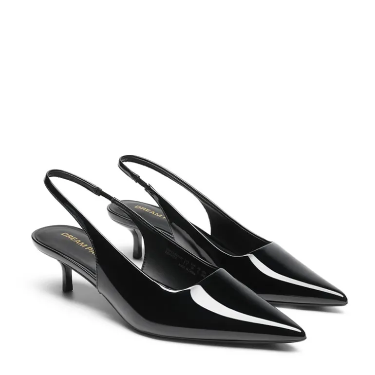 Dreamy Easy Elegance Pointed Toe Kitten Heel Slingback Heels