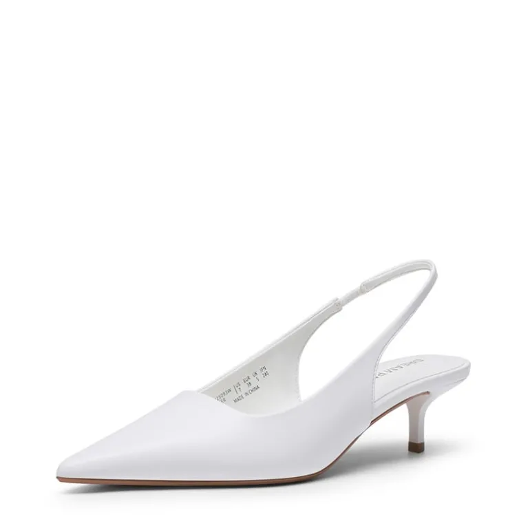 Dreamy Easy Elegance Pointed Toe Kitten Heel Slingback Heels
