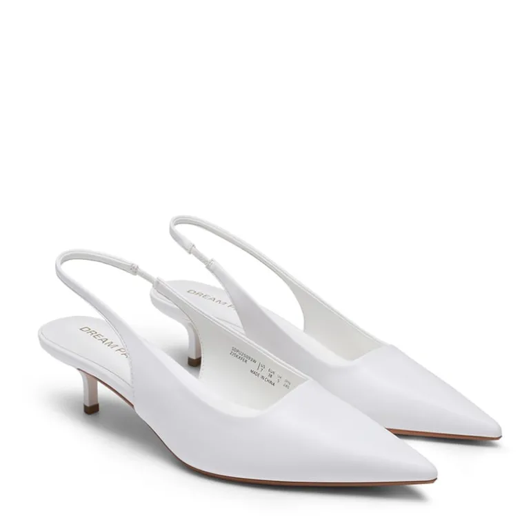 Dreamy Easy Elegance Pointed Toe Kitten Heel Slingback Heels
