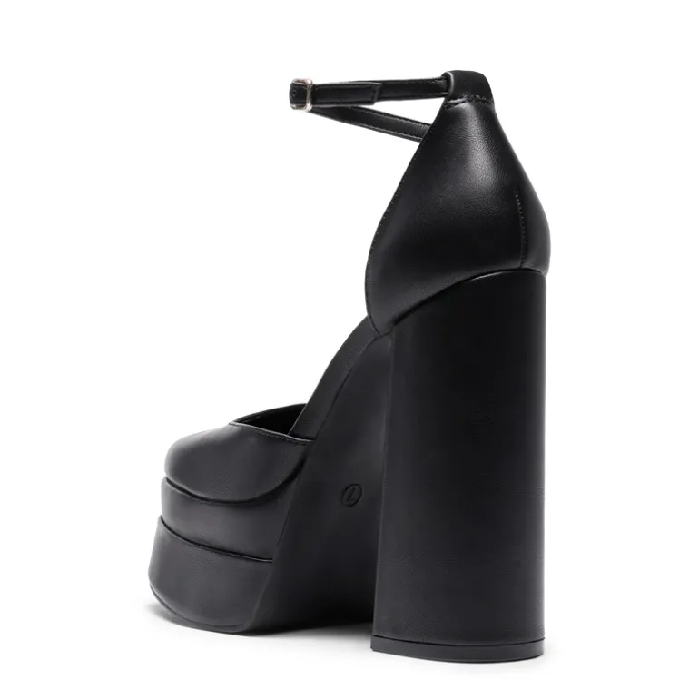 Dreamy High Chunky Square Toe Ankle Strap Platform Pumps