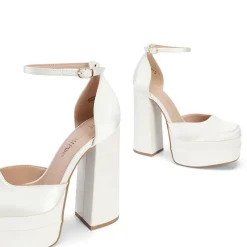 Dreamy High Chunky Square Toe Ankle Strap Platform Pumps