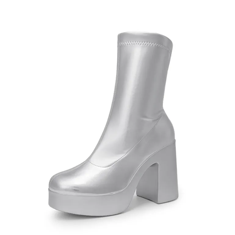 Dreamy Square Toe Platform Chunky Ankle Boots - Stella