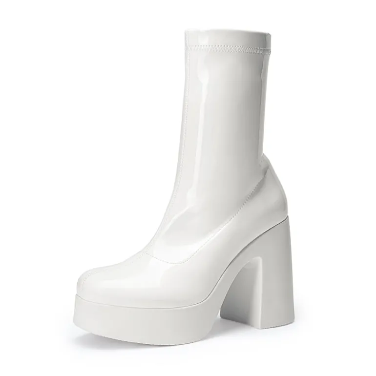 Dreamy Square Toe Platform Chunky Ankle Boots - Stella