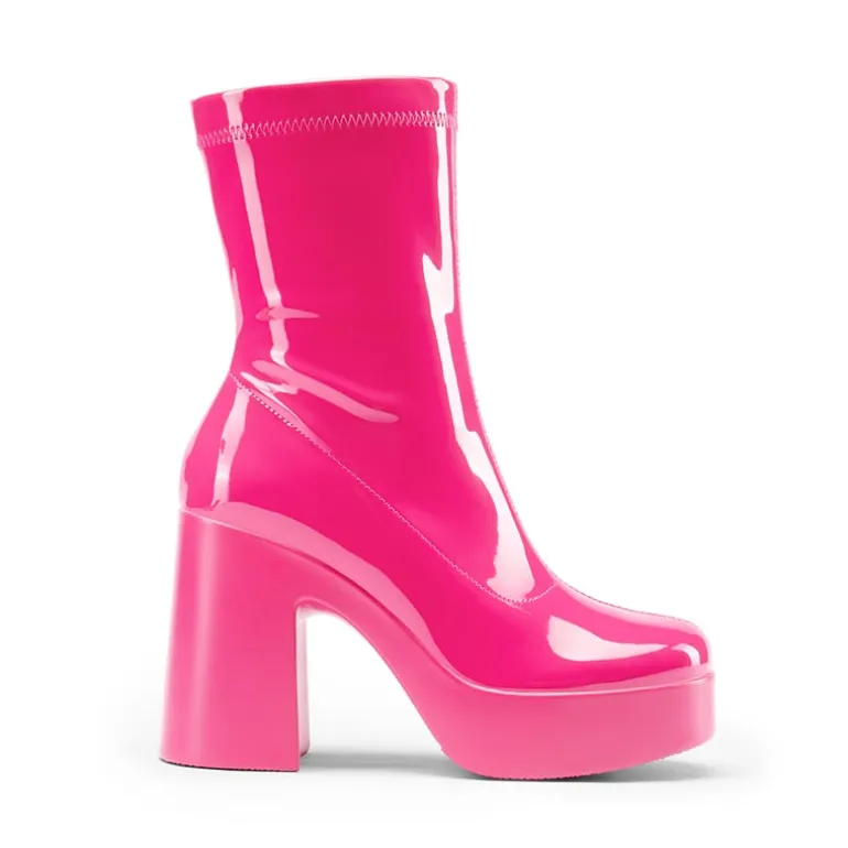 Dreamy Square Toe Platform Chunky Ankle Boots - Stella
