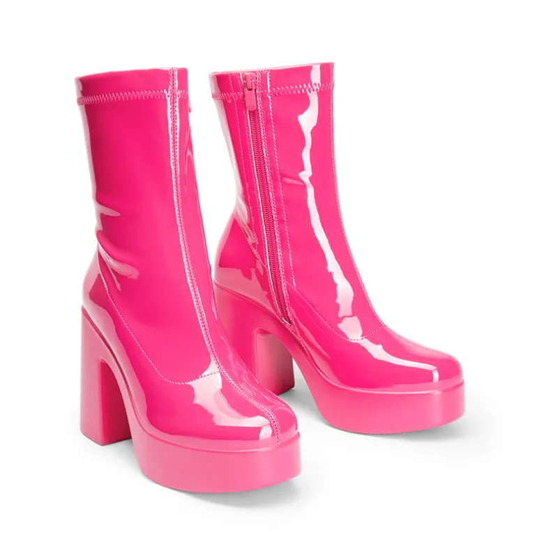 Dreamy Square Toe Platform Chunky Ankle Boots - Stella