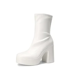 Dreamy Square Toe Platform Chunky Ankle Boots - Stella