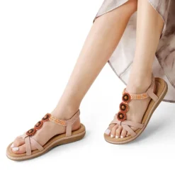 Elastic Ankle Strap Bohemian Flat Sandals