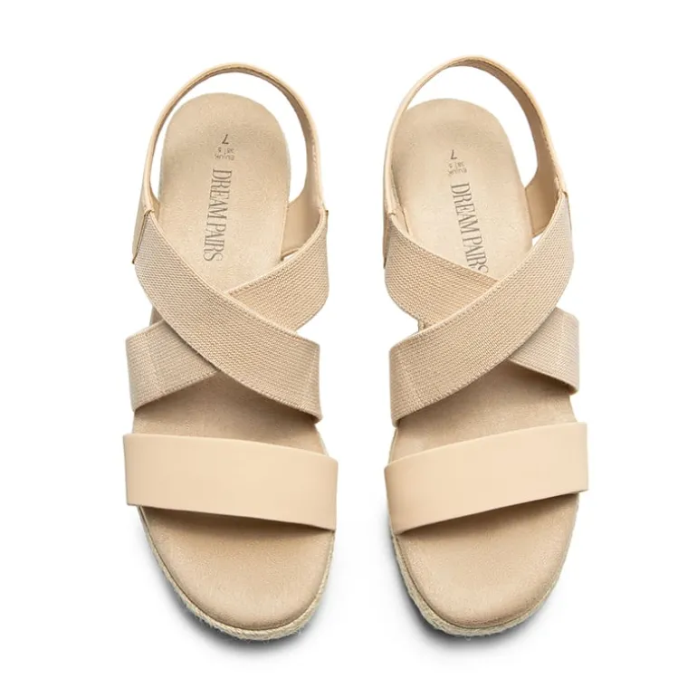 Elastic Ankle Strap Espadrille Wedge Sandals