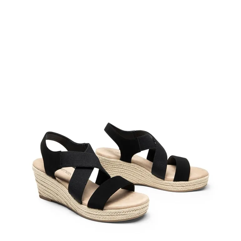 Elastic Ankle Strap Espadrille Wedge Sandals