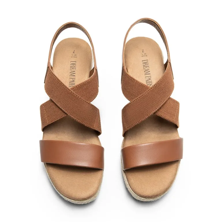 Elastic Ankle Strap Espadrille Wedge Sandals