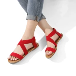 Elastic Ankle Strap Flat Sandals