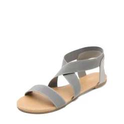 Elastic Ankle Strap Flat Sandals