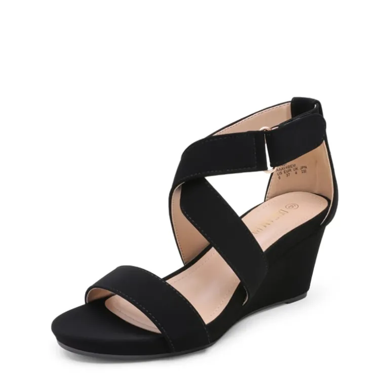 Elastic Ankle Strap Wedge Sandals