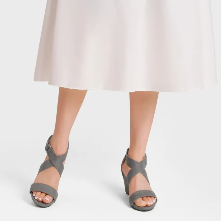 Elastic Ankle Strap Wedge Sandals