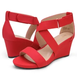 Elastic Ankle Strap Wedge Sandals