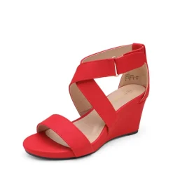 Elastic Ankle Strap Wedge Sandals