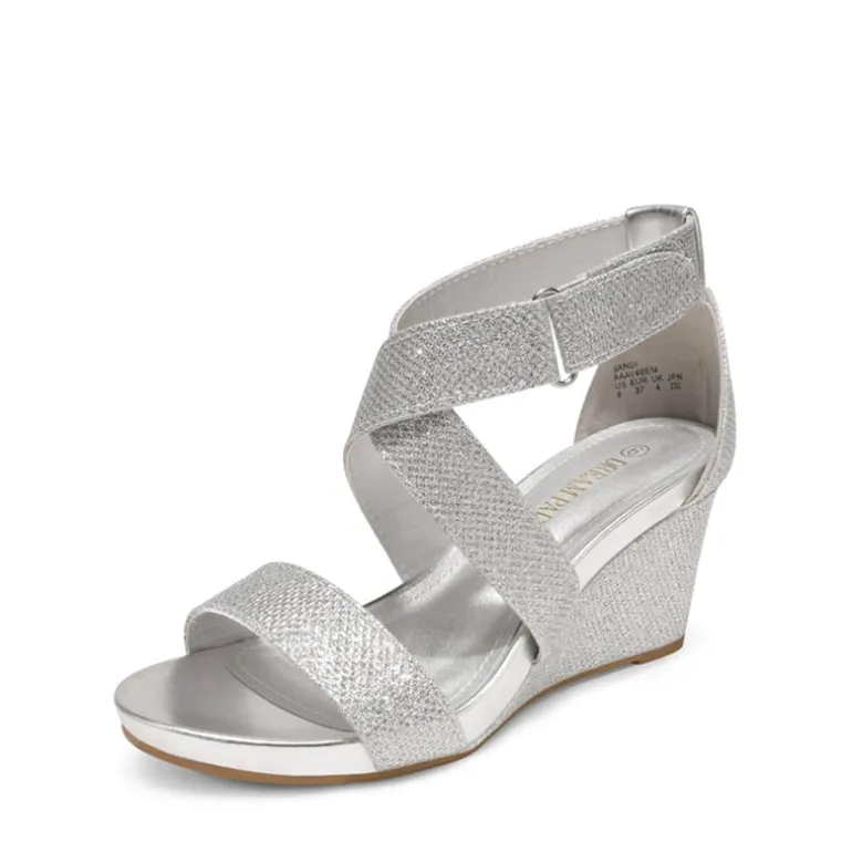 Elastic Ankle Strap Wedge Sandals