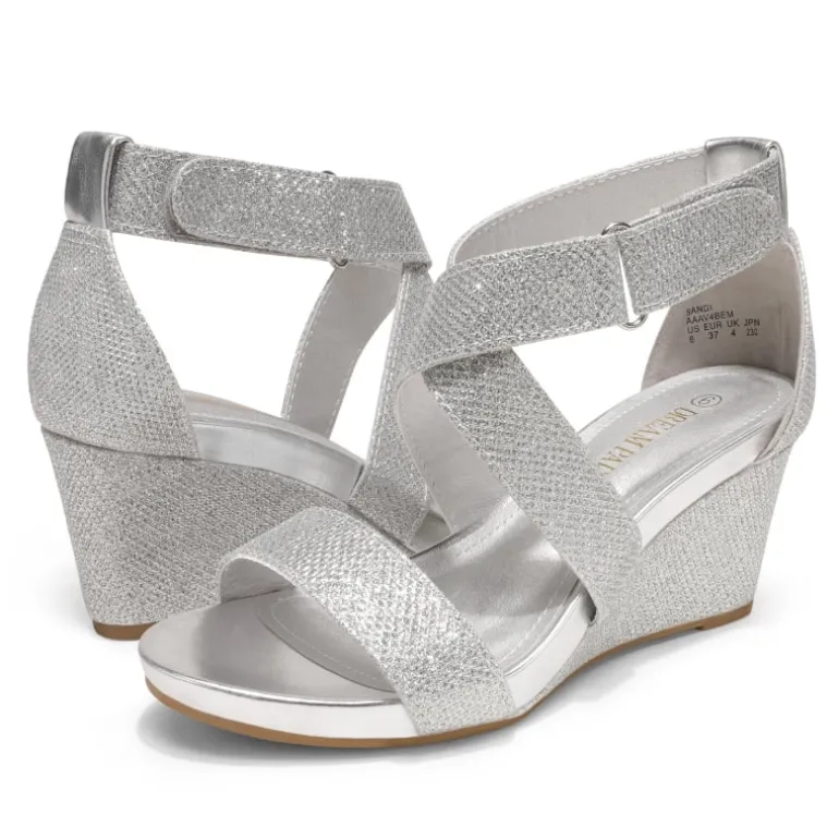 Elastic Ankle Strap Wedge Sandals