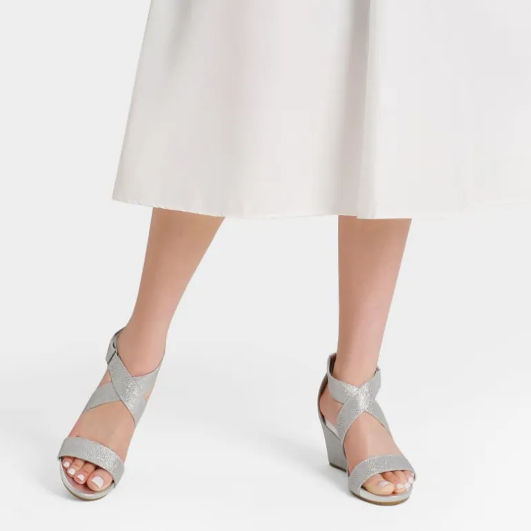 Elastic Ankle Strap Wedge Sandals