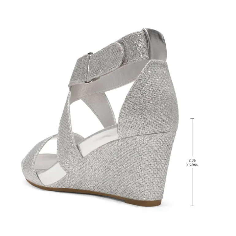 Elastic Ankle Strap Wedge Sandals