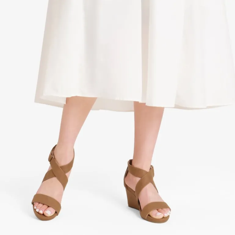 Elastic Ankle Strap Wedge Sandals