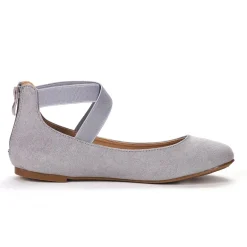 Elastic Closed Toe Flats with Ankle Strap