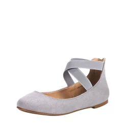 Elastic Closed Toe Flats with Ankle Strap