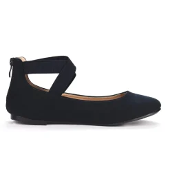 Elastic Closed Toe Flats with Ankle Strap